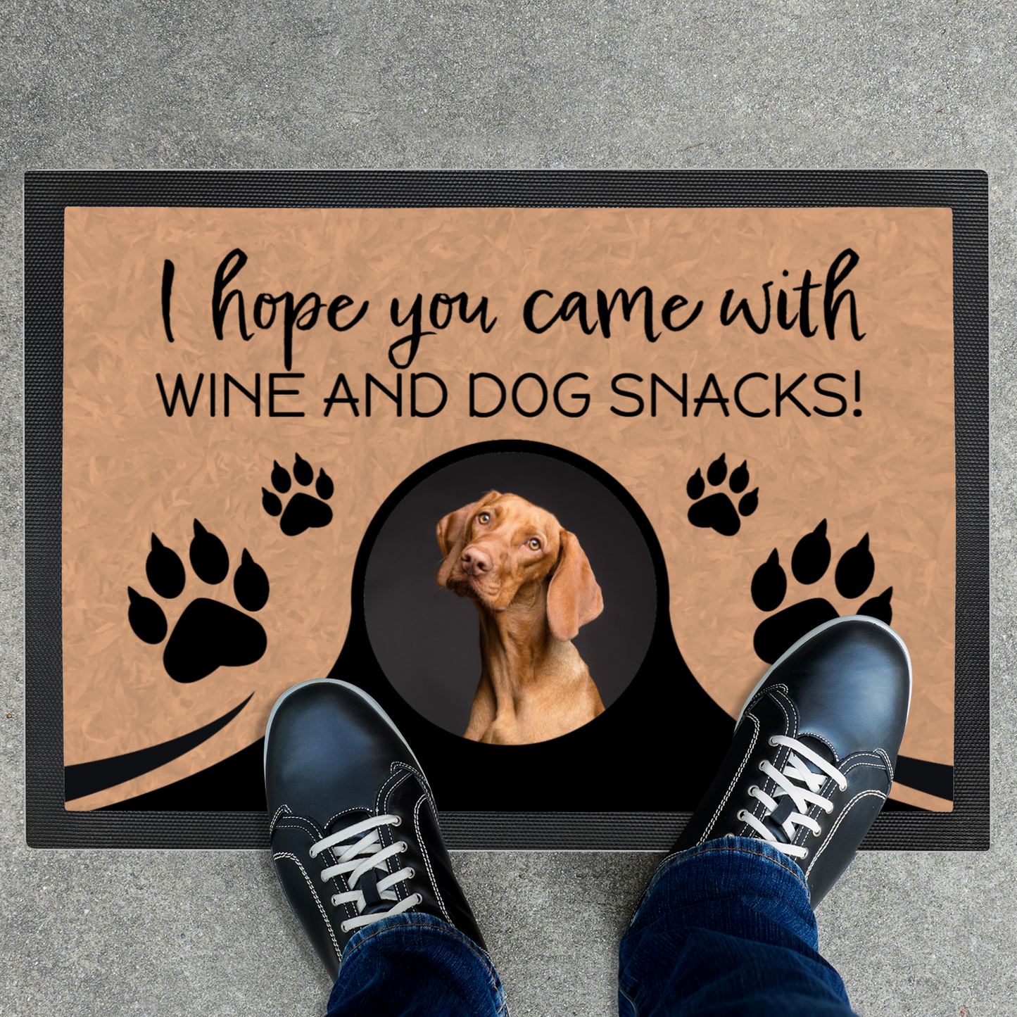 I Hope You Came With Wine & Snacks Personalized Doormat With Photo Upload