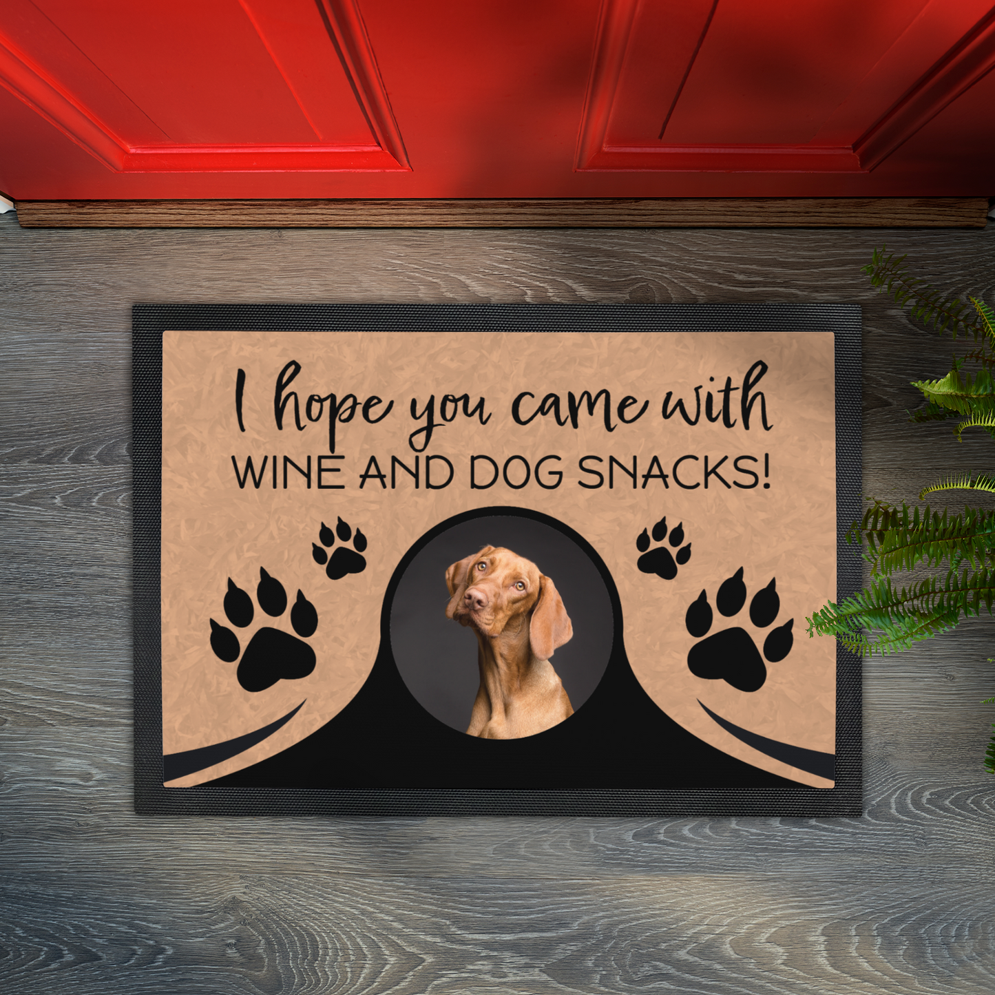 I Hope You Came With Wine & Snacks Personalized Doormat With Photo Upload