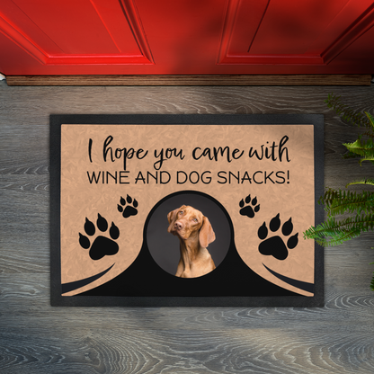 I Hope You Came With Wine & Snacks Personalized Doormat With Photo Upload