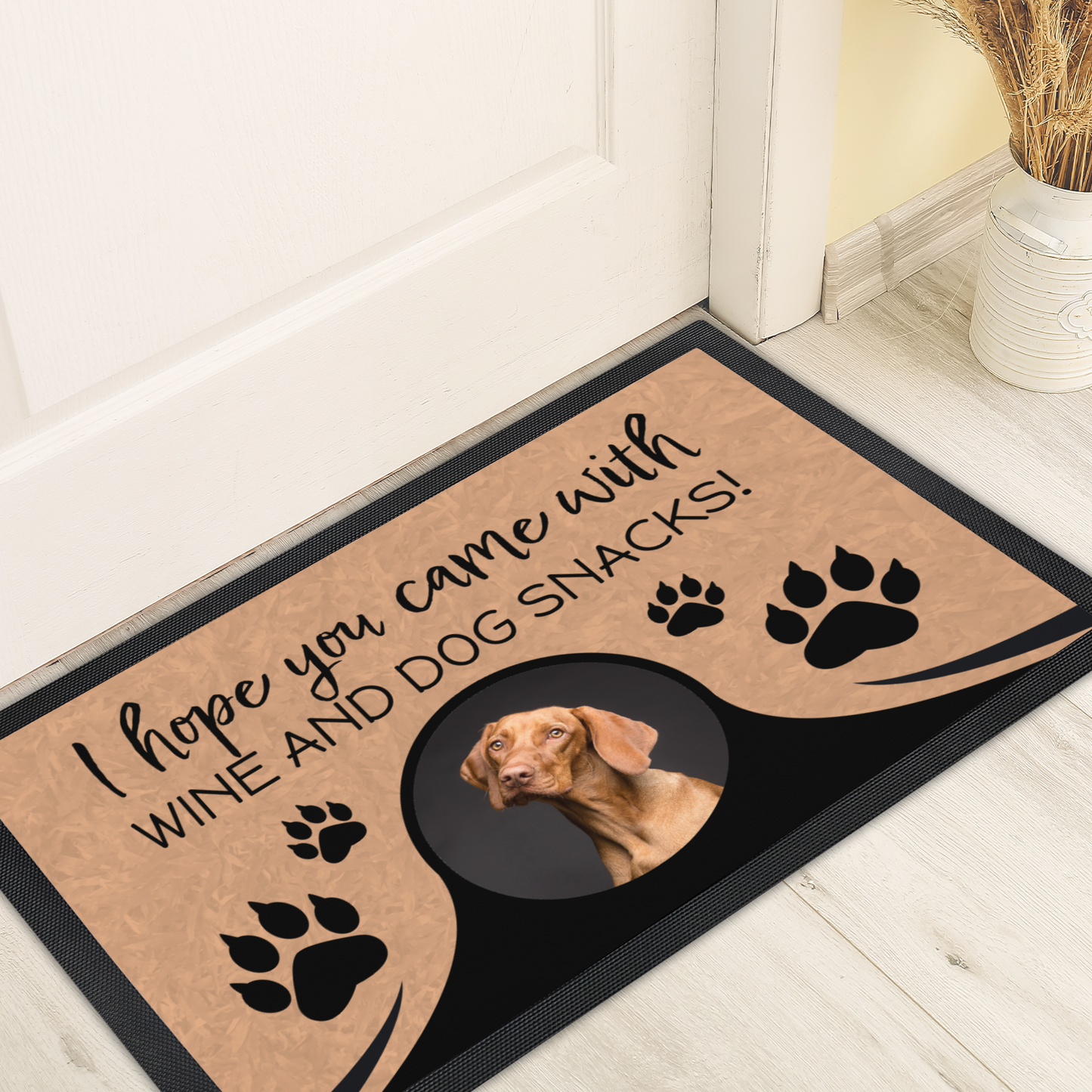 I Hope You Came With Wine & Snacks Personalized Doormat With Photo Upload