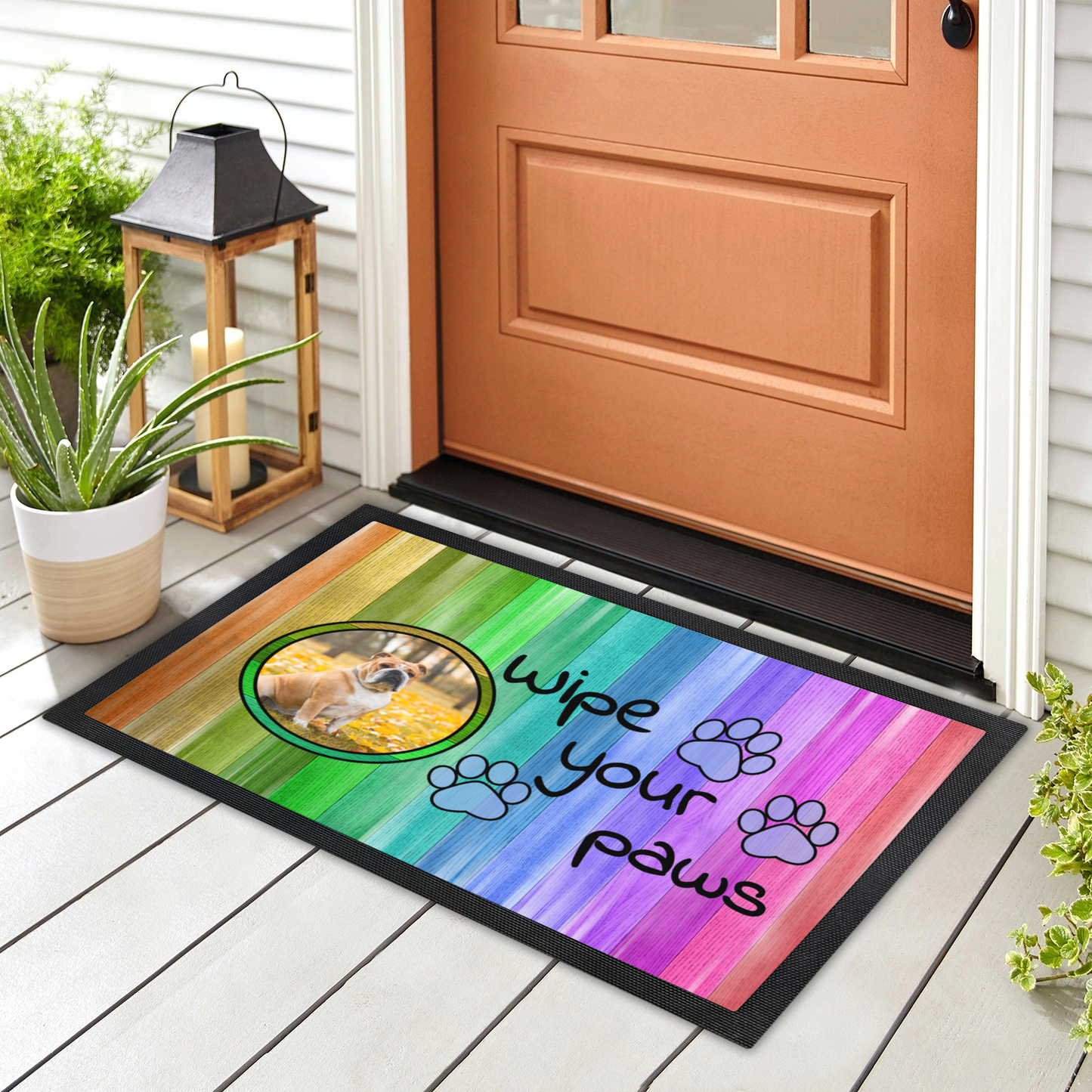 Wipe Your Paws Personalized Doormat With Photo Upload