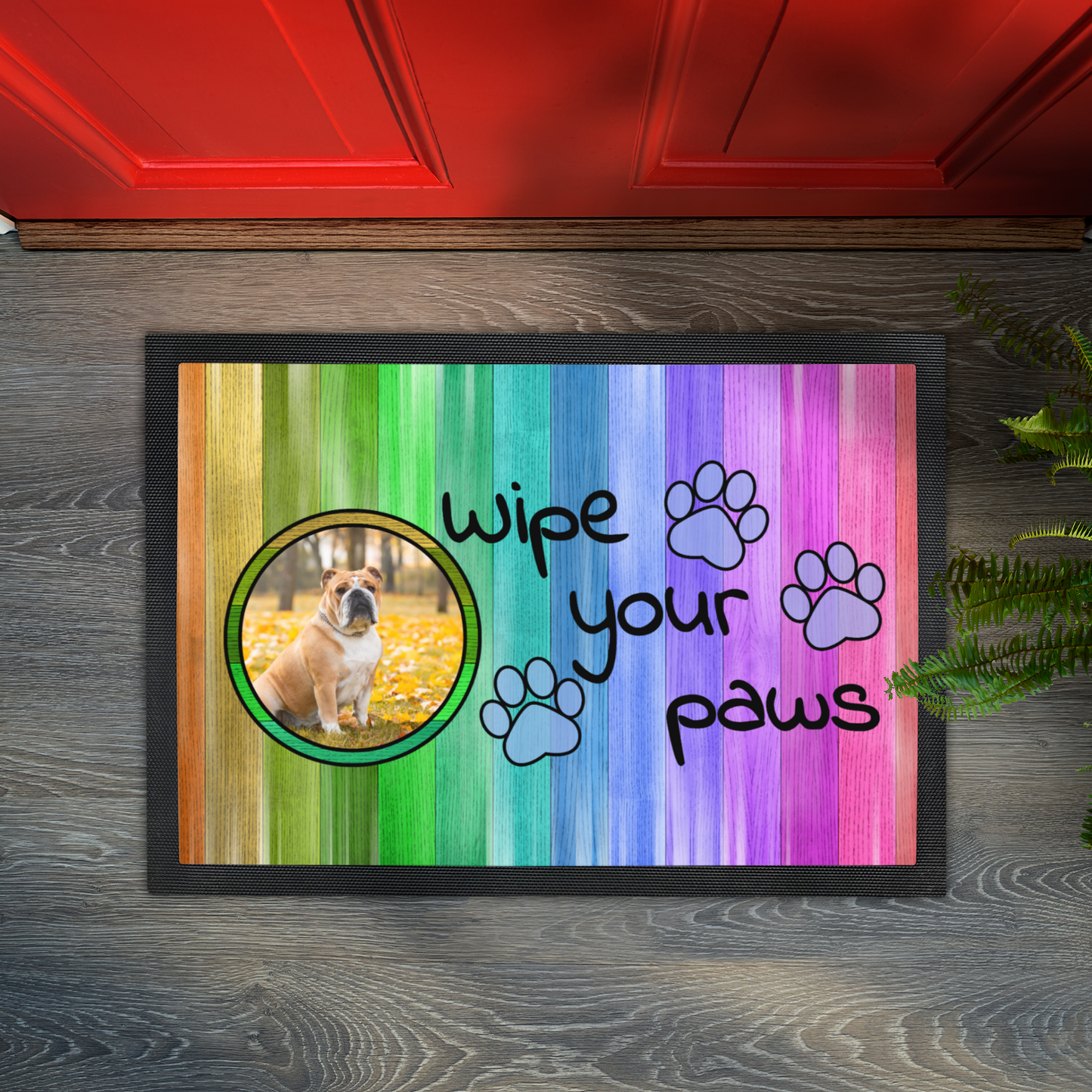 Wipe Your Paws Personalized Doormat With Photo Upload