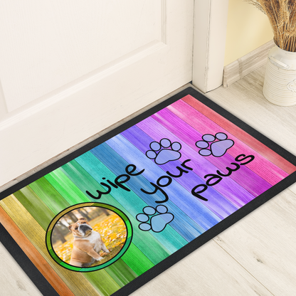 Wipe Your Paws Personalized Doormat With Photo Upload