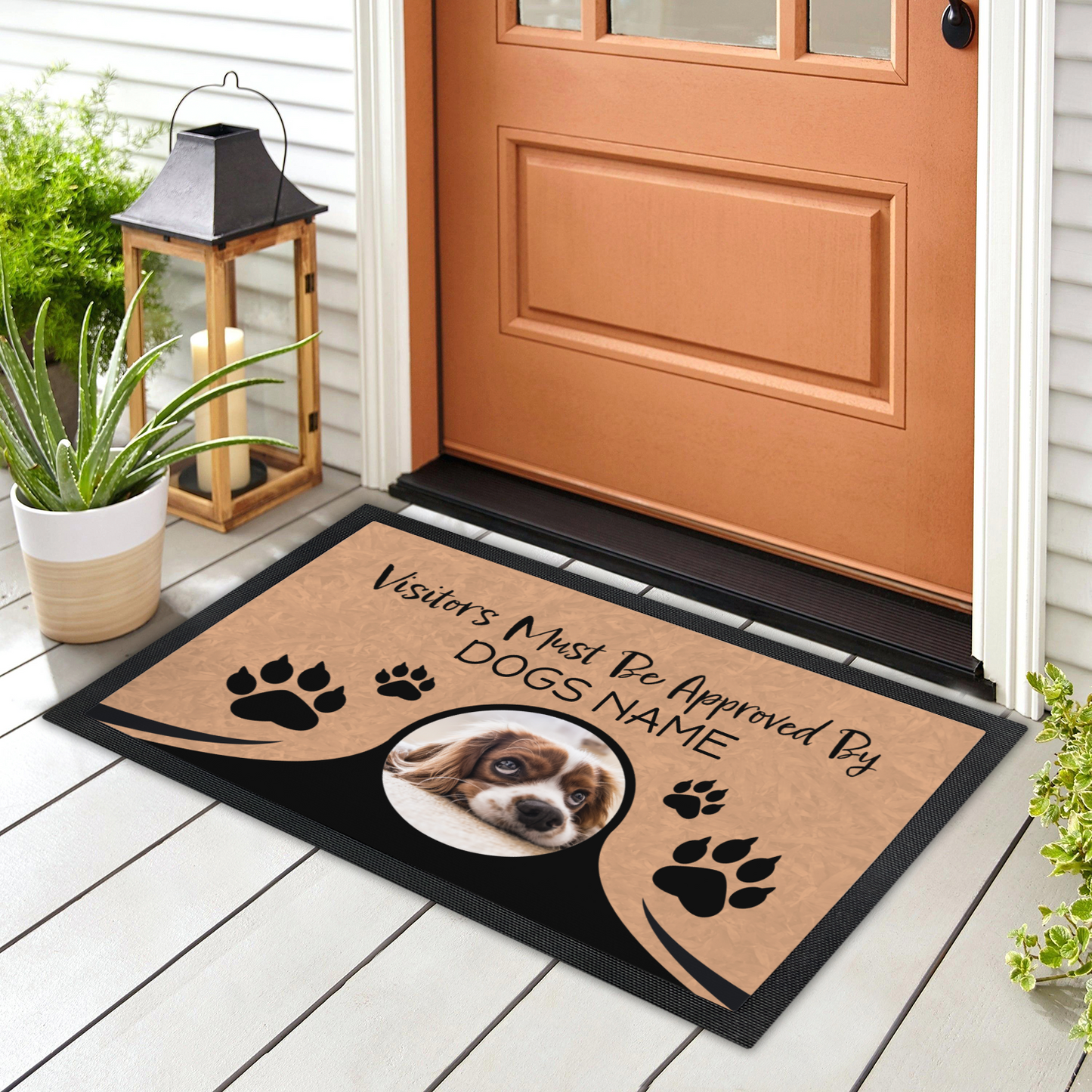 Visitors Must Be Approved By Your Dogs Name Personalized Doormat With Text & Photo Upload