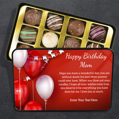 Happy Birthday To Mom Chocolates In Keepsake Tin With Personalized Text