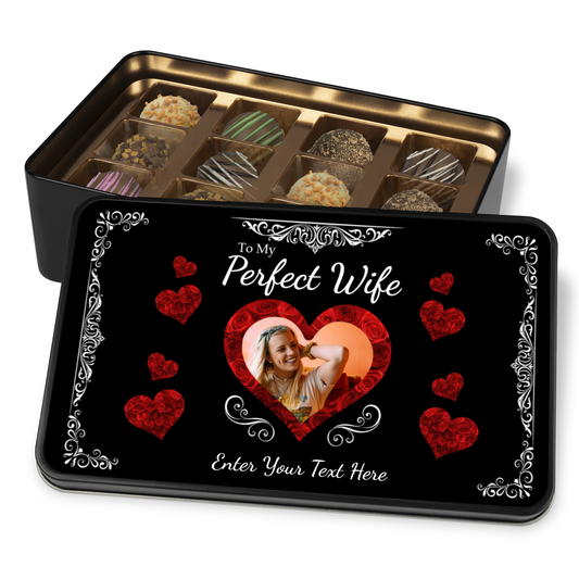 To My Perfect Wife Handmade Chocolates In A Personalized Keepsake Tin