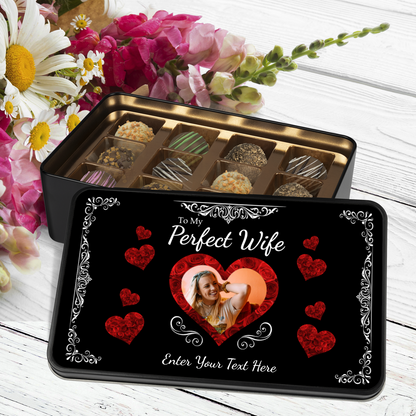 To My Perfect Wife Handmade Chocolates In A Personalized Keepsake Tin