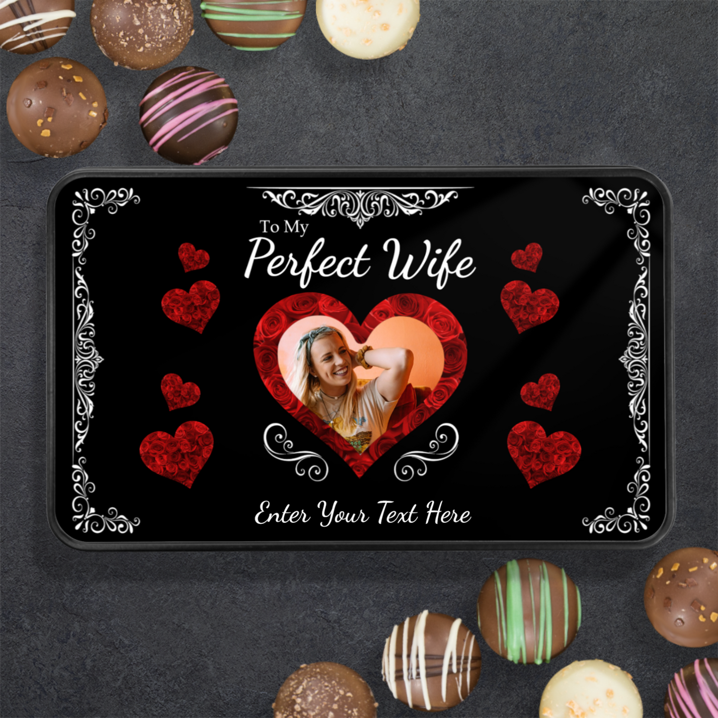 To My Perfect Wife Handmade Chocolates In A Personalized Keepsake Tin