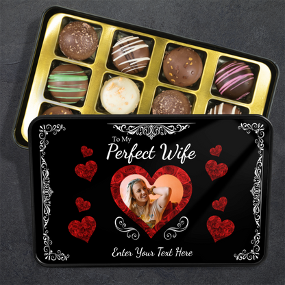 To My Perfect Wife Handmade Chocolates In A Personalized Keepsake Tin