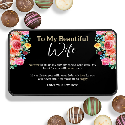 To My Beautiful Wife Handmade Chocolates In A Personalized Keepsake Tin