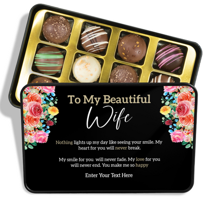 To My Beautiful Wife Handmade Chocolates In A Personalized Keepsake Tin