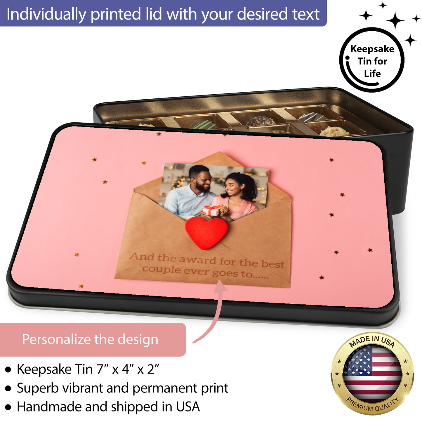 The Award For Best Couple Handmade Chocolates In A Personalized Keepsake Tin