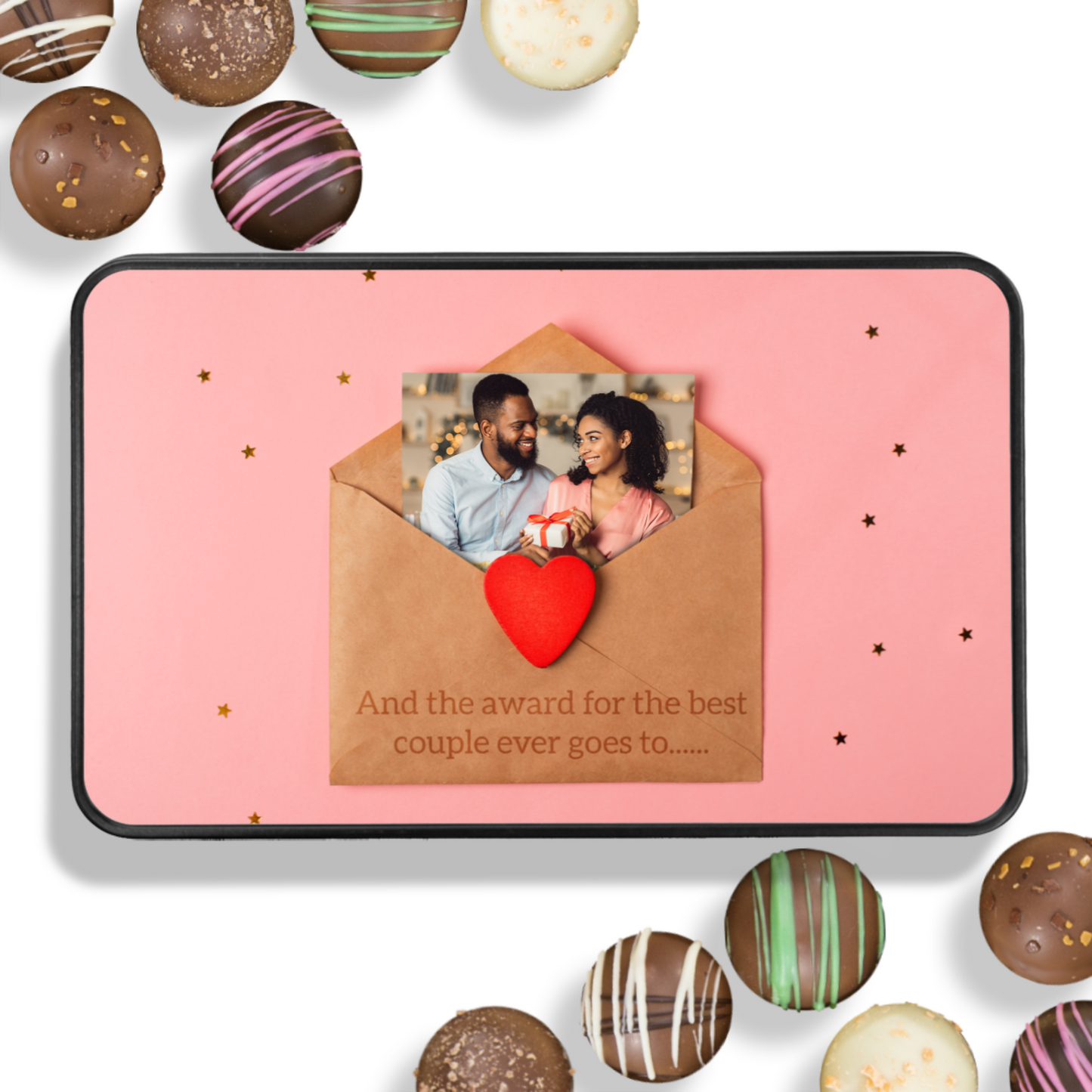 The Award For Best Couple Handmade Chocolates In A Personalized Keepsake Tin