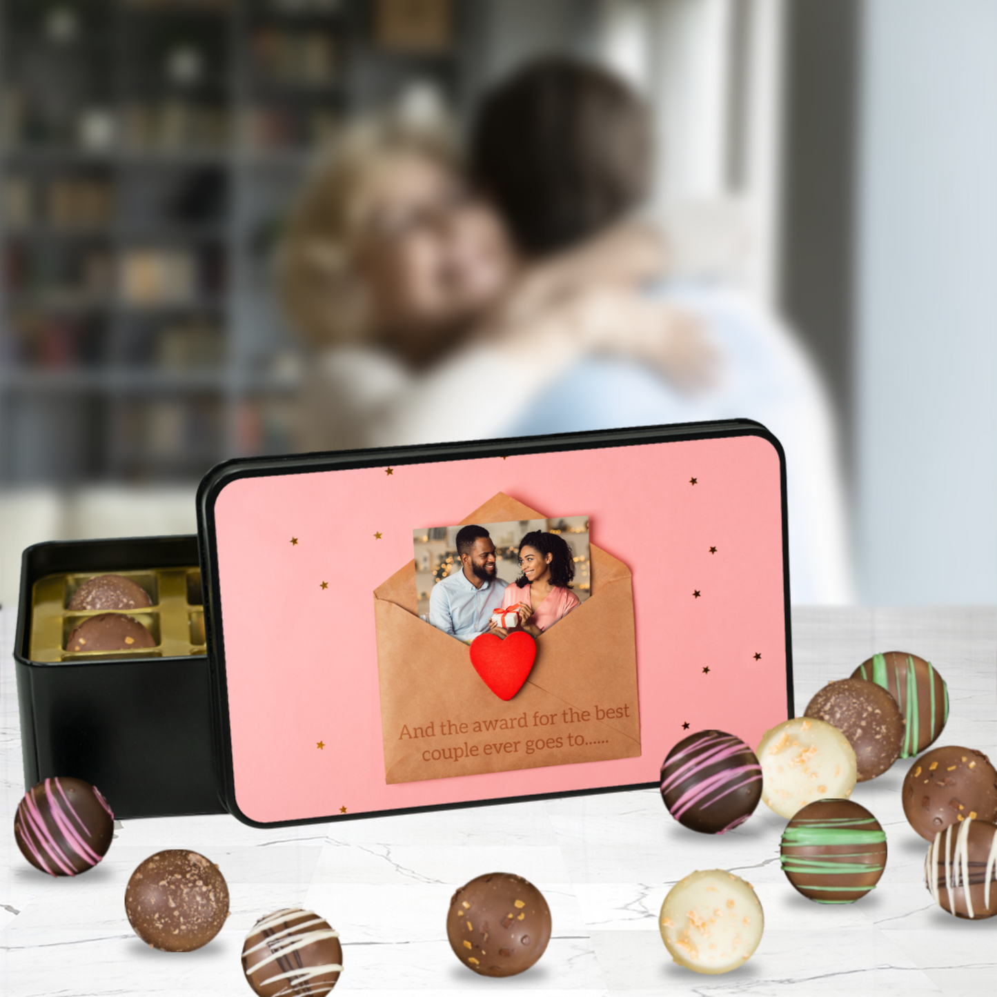 The Award For Best Couple Handmade Chocolates In A Personalized Keepsake Tin