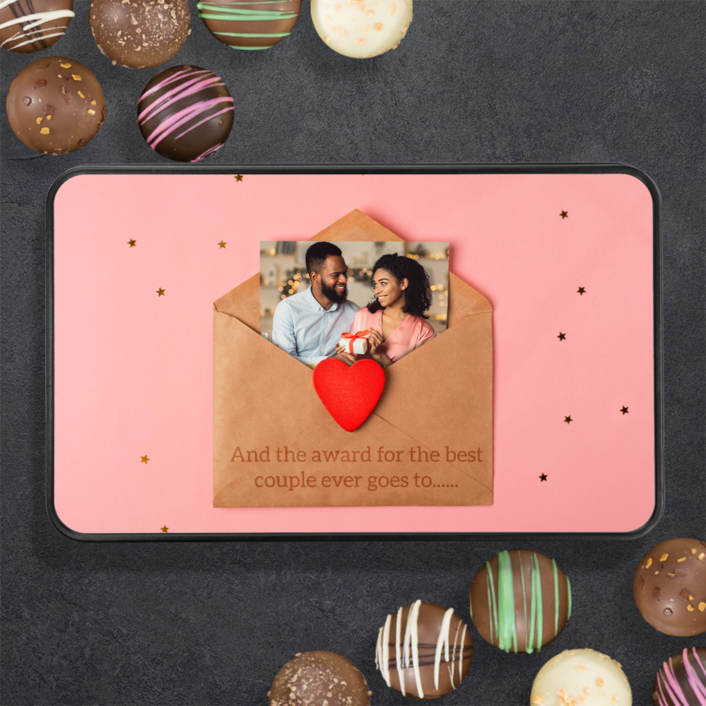 The Award For Best Couple Handmade Chocolates In A Personalized Keepsake Tin