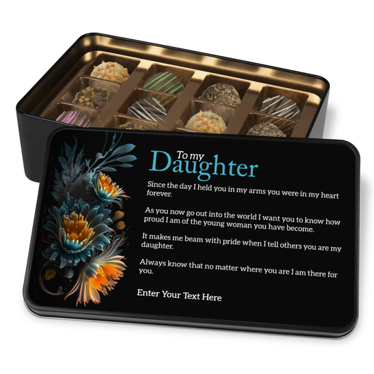 To My Daughter Keepsake Tin Of Handmade Chocolates With Personalized Text