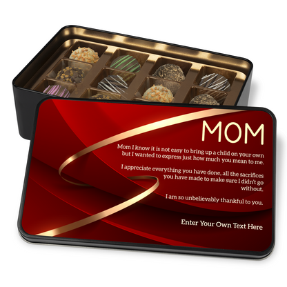 To Mom Keepsake Tin Of 12 Luxury Handmade Chocolates With Personalized Text