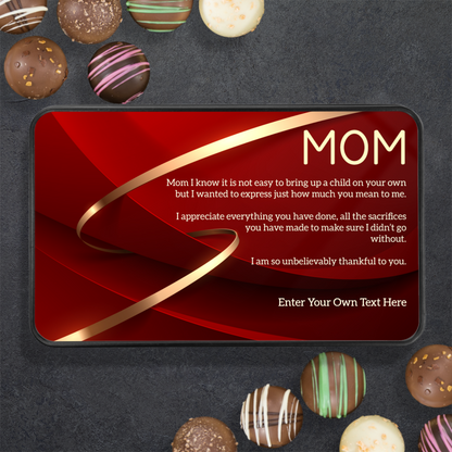 To Mom Keepsake Tin Of 12 Luxury Handmade Chocolates With Personalized Text