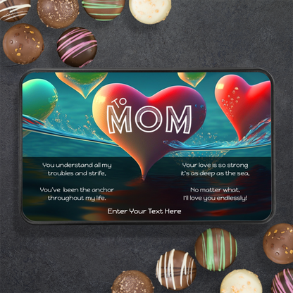 To Mom Keepsake Tin Of 12 Luxury Handmade Chocolates With Personalized Text