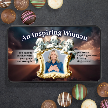 An Inspiring Woman Keepsake Tin Of 12 Luxury Handmade Chocolates With Personalized Text