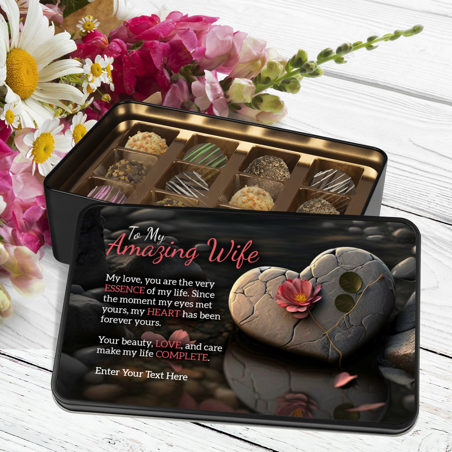 To My Amazing Wife Keepsake Handmade Chocolates In A Personalized Keepsake Tin