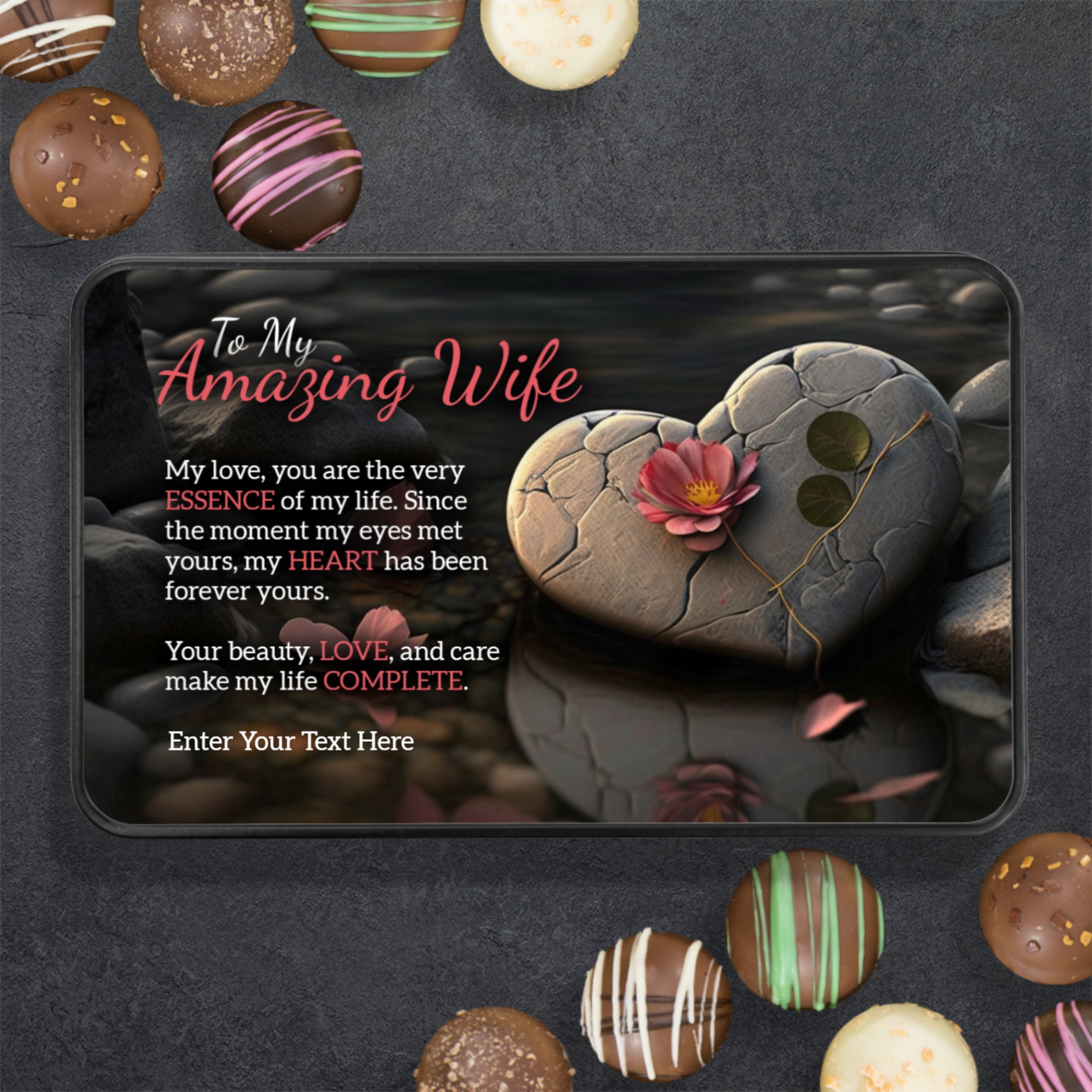 To My Amazing Wife Keepsake Handmade Chocolates In A Personalized Keepsake Tin