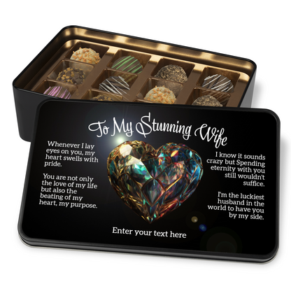 To My Stunning Wife Handmade Chocolates In A Personalized Keepsake Tin