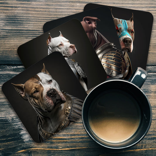 Pitbull Warriors - Set Of 4 Unique High Quality Coasters